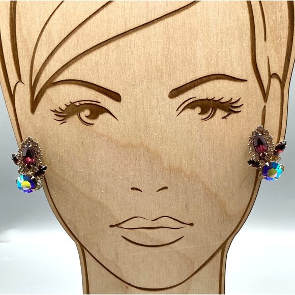 Juliana Style Maxiumum Sparkle Earrings, Gold Tone Clip On with Stunning Mystic - Picture 1 of 6
